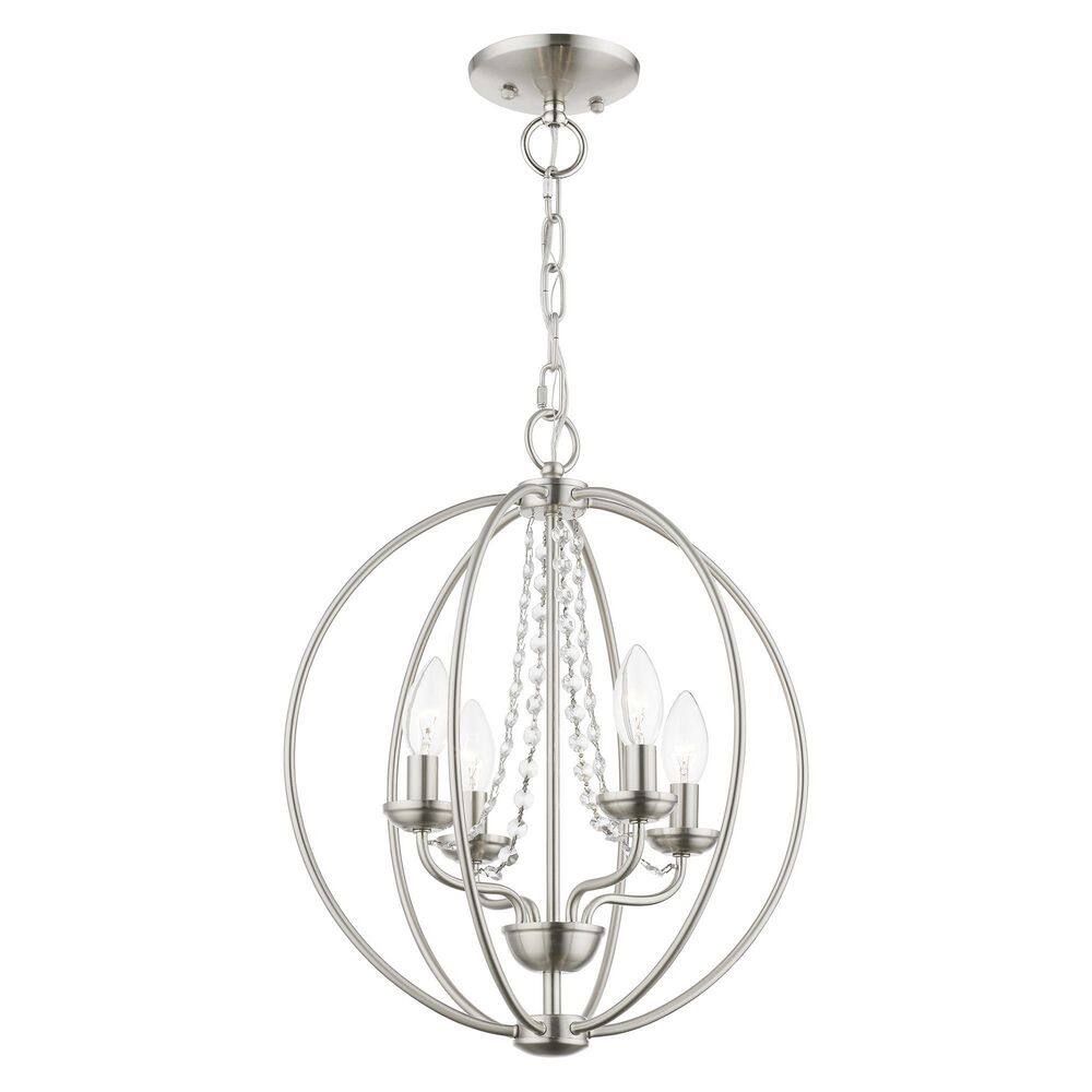 Arabella Brushed Nickel and Crystal 4-Light Chandelier