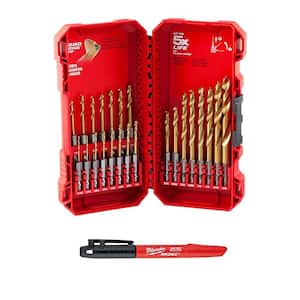 SHOCKWAVE IMPACT DUTY Titanium Drill Bit Set (23-Piece) with Right Angle Drill Adapter