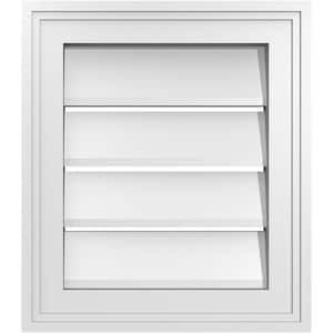 14 in. x 16 in. Vertical Surface Mount PVC Gable Vent: Functional with Brickmould Frame