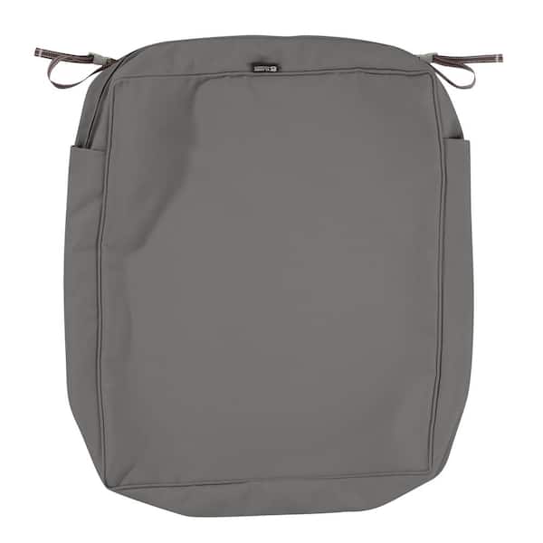 Classic Accessories Montlake FadeSafe 25 in. W x 27 in. D x 5 in. H Rectangular Patio Seat Cushion Slip Cover in Light Charcoal Grey