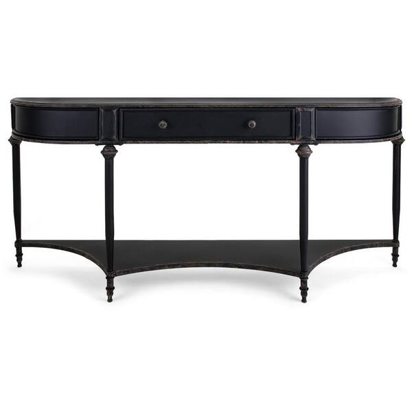IMAX Atheron 78 in. Black Standard Rectangle Wood Console Table with Drawer