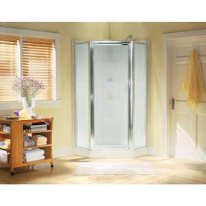 Intrigue 27-9/16 in. x 72 in. Neo-Angle Shower Door in Silver with Handle