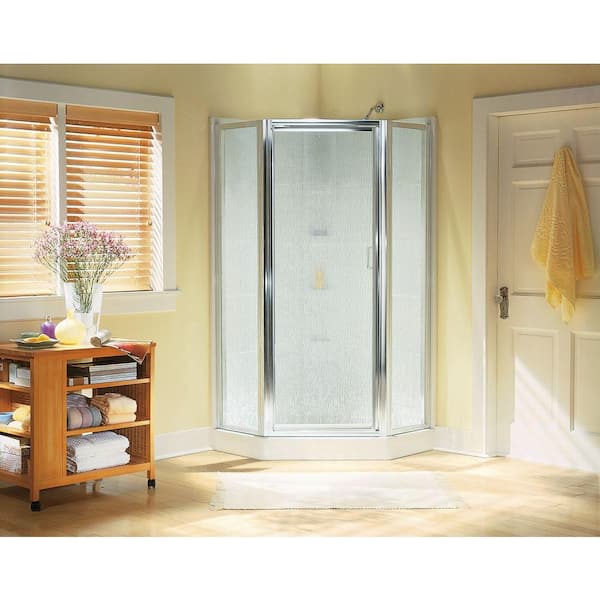 STERLING Intrigue 27-9/16 in. x 72 in. Neo-Angle Shower Door in Silver with Handle