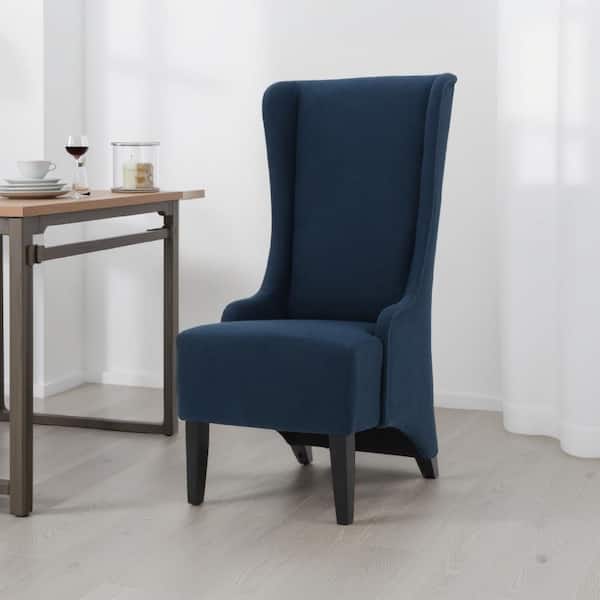 Becca Navy Blue Fabric with High Wingback Dining Chair