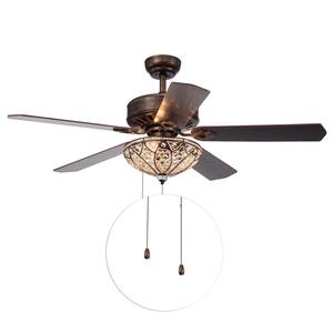 Gliska 52 in. Bronze Indoor Hand Pull Chain Ceiling Fan with Light Kit