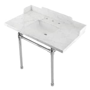 Facture Console Sink Set in Marble White Polished Chrome