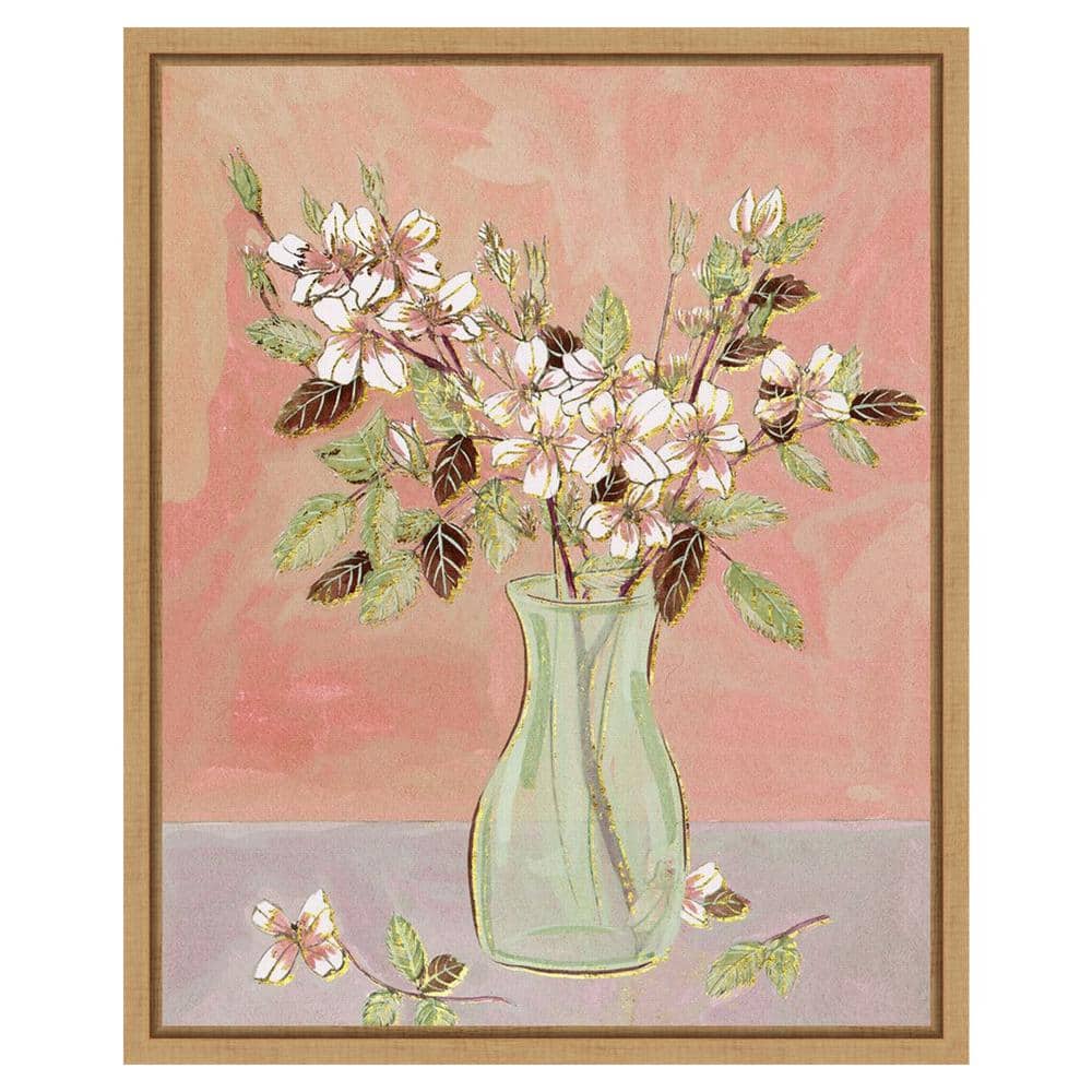 Here Comes the Bloom II Abstract Floral Canvas Art with Maple Frame