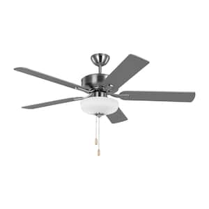 Linden 52 in. Indoor Brushed Steel Ceiling Fan with Light Kit and Reversible Motor