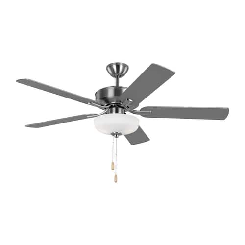 Linden 52 in. Transitional Indoor Brushed Steel Ceiling Fan with Silver/American Walnut Reversible Blades and Light Kit Ceiling Fans With Lights