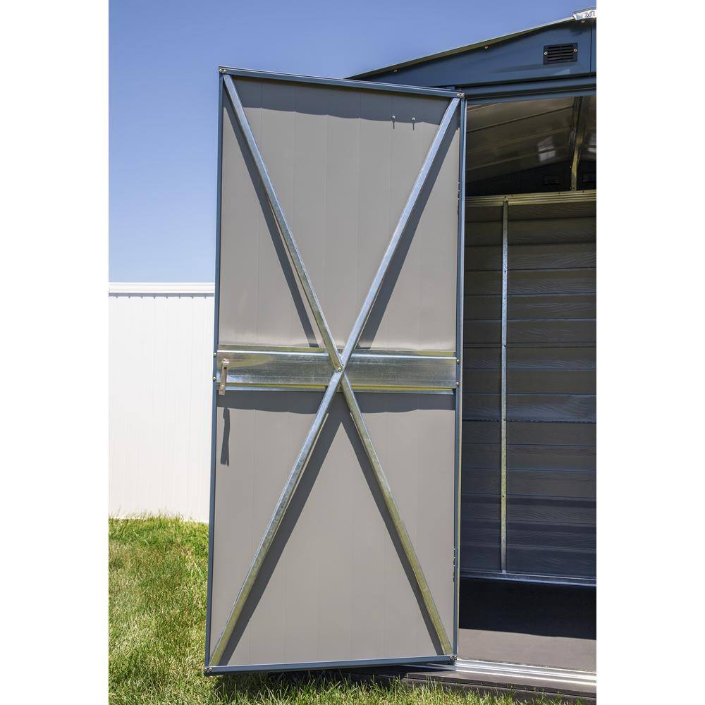 Flute Grey 6x5 Galvanized Steel Storage Shed with Swing Doors