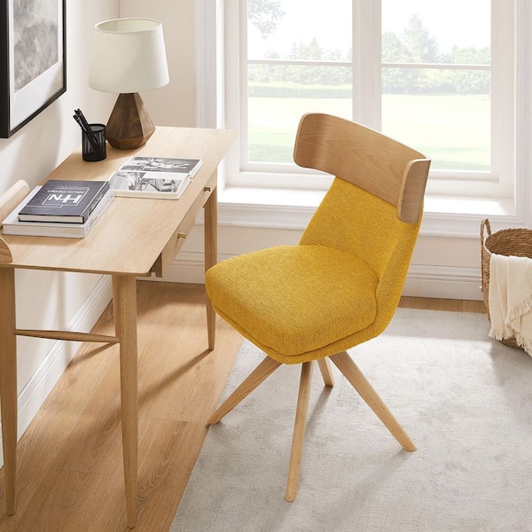 Art Leon Apollo Yellow Fabric Swivel Chair with Metal Base