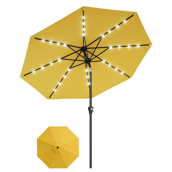9 foot yellow patio umbrella Outdoor With Fringe The At Home Yellow Outdoor Patio Umbrella is a 9 At Home Crank & Tilt