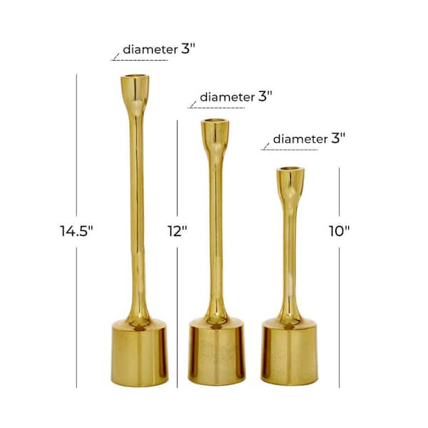 Gold Aluminum Candle Holder (Set of 3)