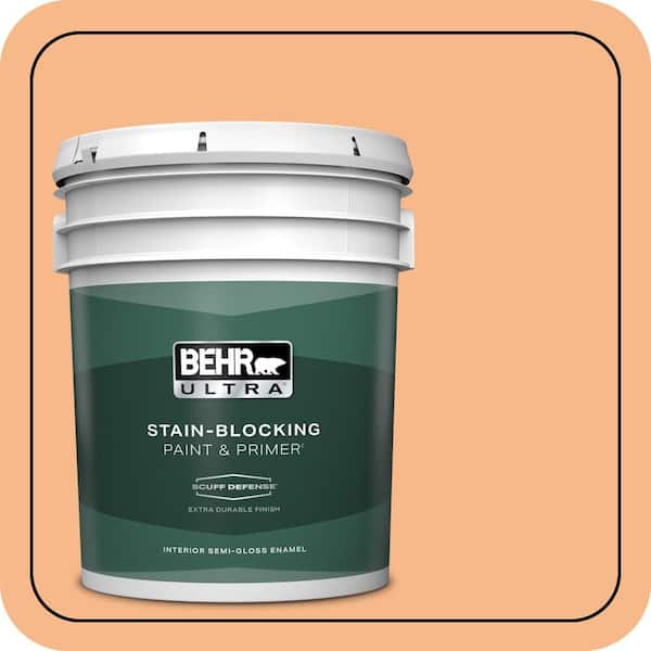 BEHR ULTRA 5 gal. #260C-3 Fresh Peaches Extra Durable Semi-Gloss Enamel Interior Paint & Primer