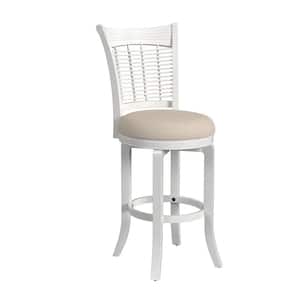 Bayberry 24 in. White Full Back Wood 44.5 in. Bar Stool with Polyester 1 Set of Included