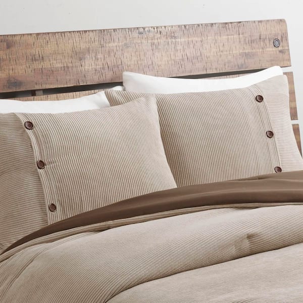 Lennox Tan Full/Queen 5-Piece Polyester Corduroy Comforter Set