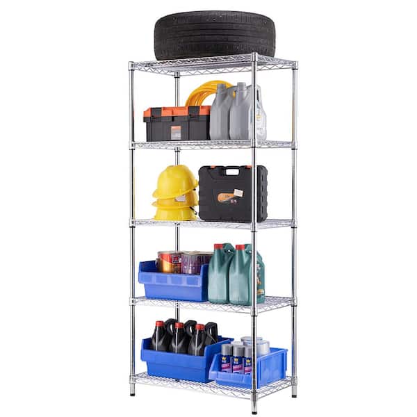 mzg Chrome 5-Tier Steel Commercial Garage Storage Shelving Unit (18 in. x  30 in. x 72 in.) U4575180OIBH512KC - The Home Depot
