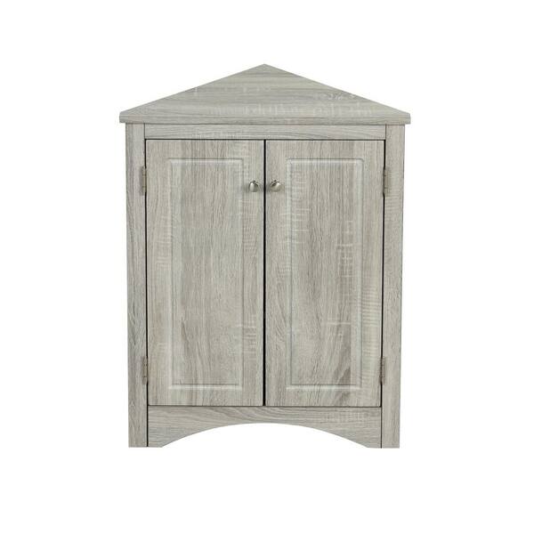 23.6 in. W x 17.2 in. D x 31.5 in. H OAK Linen Cabinet, Triangle Corner Storage Cabinet with Adjustable Shelves