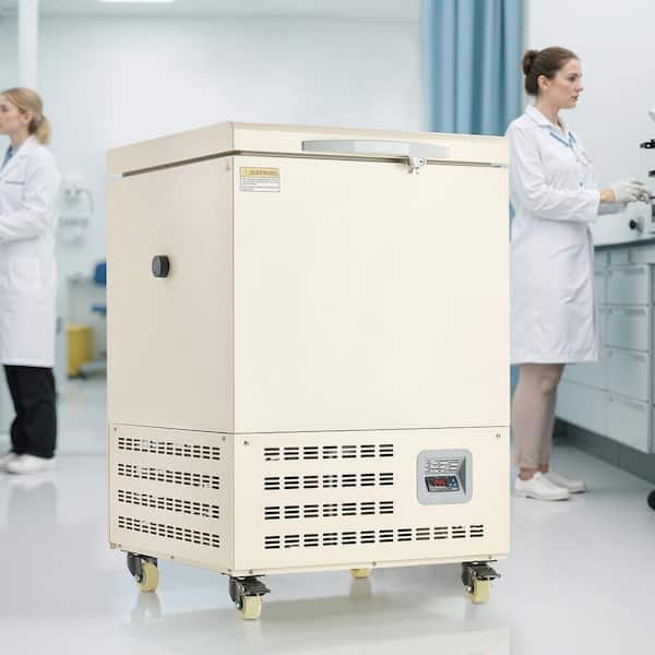 Ultra Low Temp Freezer, 26.4 in. 2.05 cu. ft. Retro Mini Refrigerator in White with Drawer Freezer and Digital Display