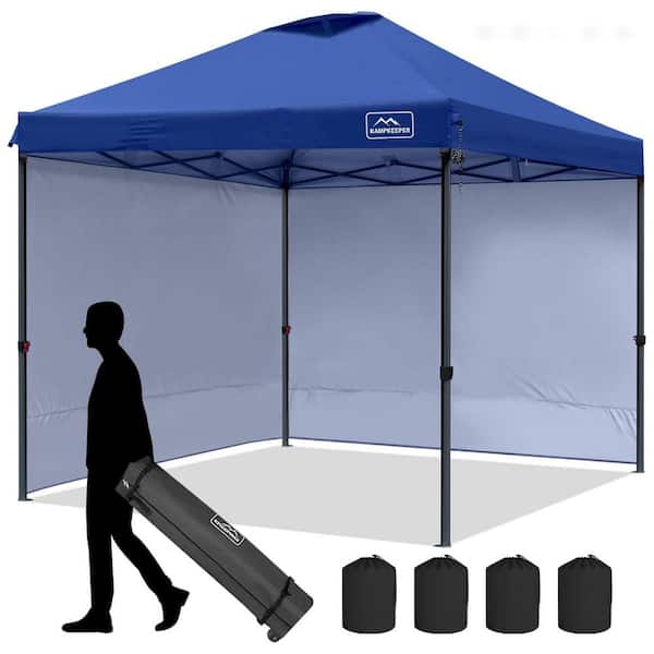 10 ft. x 10 ft. Navy Blue Pop Up Canopy Tent with 2 Sidewalls for Outdoor Use