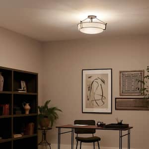 Alkire 22 in. 4-Light Black Hallway Transitional Semi-Flush Mount Ceiling Light with Frosted Glass