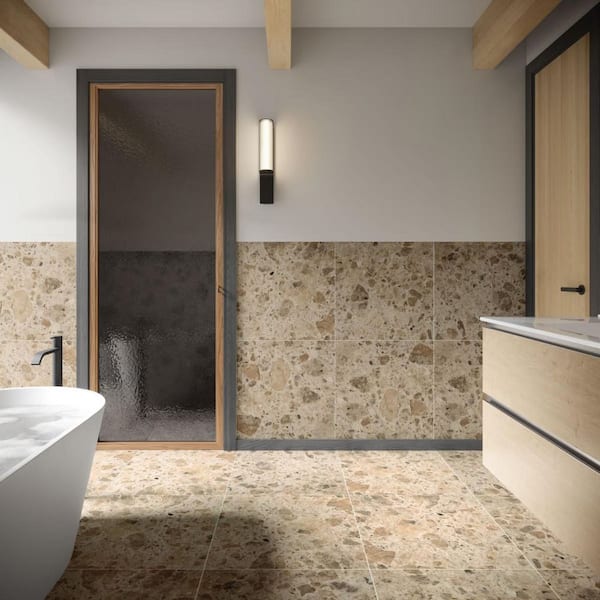 Luxe Terrazzo Desert 8 in. x 0.35 in. Terrazzo Look Matte Porcelain Floor and Wall Tile Sample