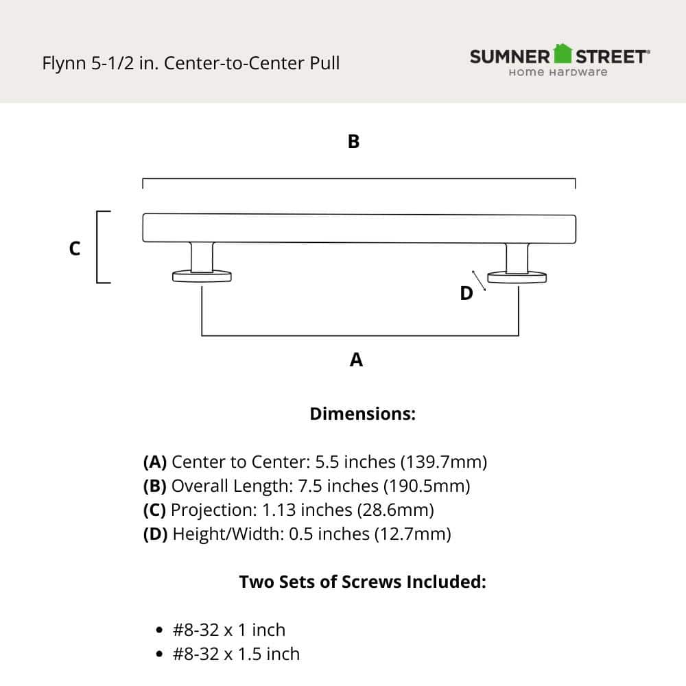 Flynn Matte Black 5-1/2" Center to Center Bar Pull