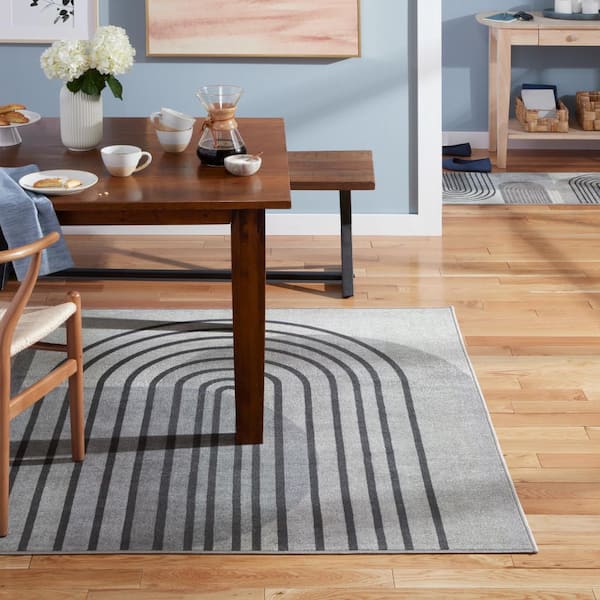 Everyday Avani Retro Arch Grey Blue 5 Ft. x 7 Ft. Machine Washable Rug