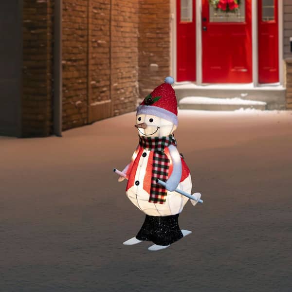 LED Lighted Animated Skiing Snowman Outdoor Christmas Figure-24 in.