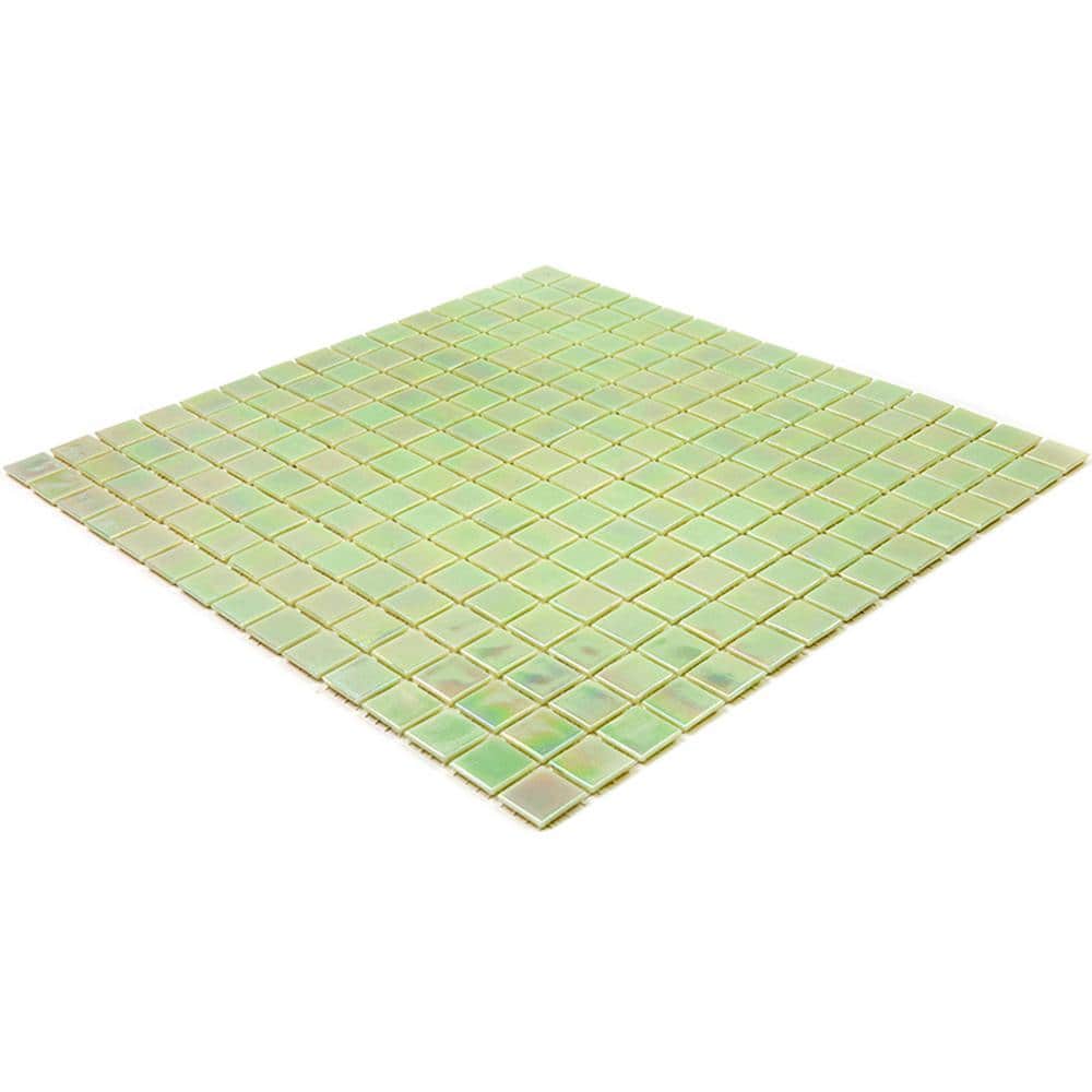 Nacreous 12" x 12" Glossy Green Glass Mosaic Tile