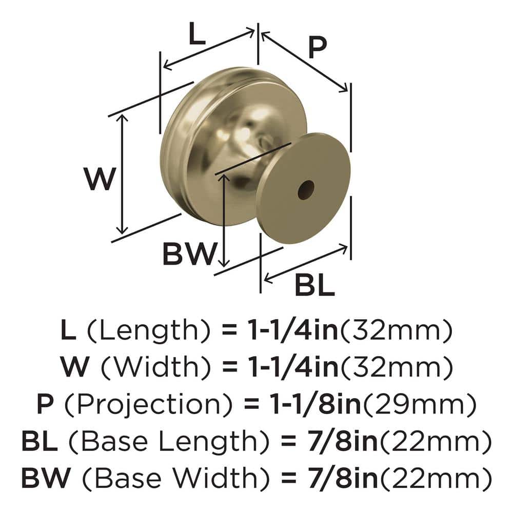 Golden Champagne Round Traditional Cabinet Knob with Mounting Hardware