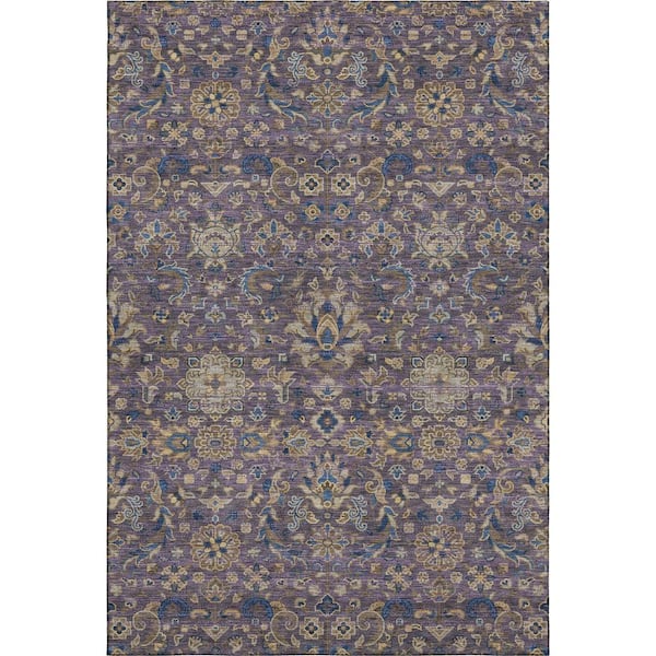 Mayfield Premium Machine Washable Abstract AMF2485 Purple 8 ft. x 10 ft. Area Rug