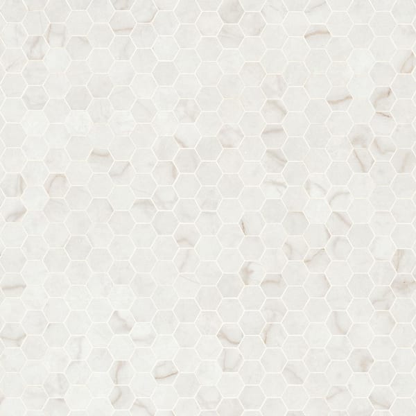 MSI Take Home Tile Sample - Brighton Gold Hexagon 4 in. x 4 in. Polished Porcelain Mesh-Mounted Mosaic Floor and Wall Tile