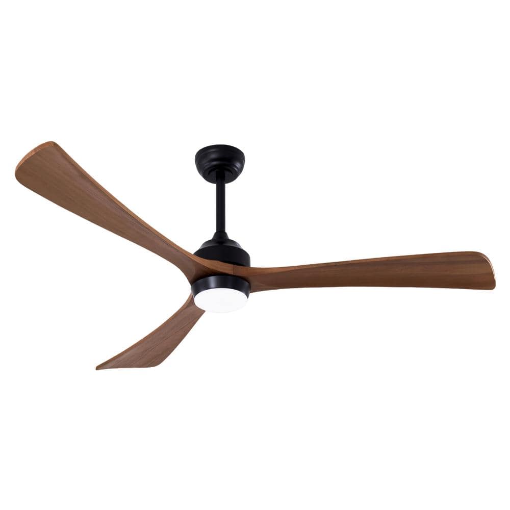 62 in. Indoor/Outdoor Black with Brown Wood Blades Downrod Mount Standard Ceiling Fan with LED Light and Remote Control price history on PriceWatchPro