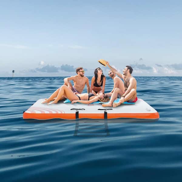 Inflatable Floating Dock 6 ft. x 5 ft. Inflatable Dock Platform Non-Slip Water Floating Dock Mat