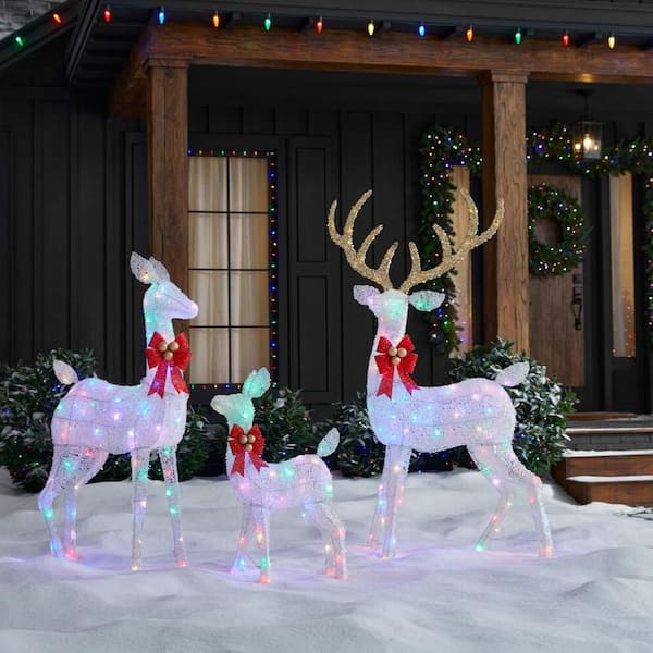 3-Piece Color-Changing LED Iridescent Deer Family Holiday Yard Decoration