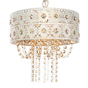 1-Light Champagne Chandelier with Jeweled Blossoms Shade