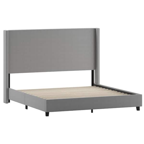 TAYLOR + LOGAN Gray Wood Frame King Platform Bed