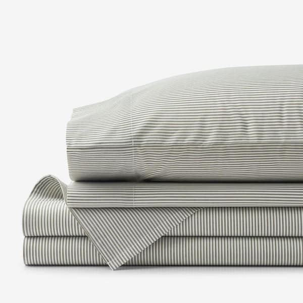 Company Cotton Yarn-Dyed 3-Piece Stripe Green Cotton Percale Twin XL Sheet Set