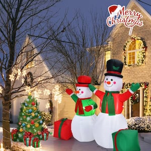 6ft Inflatable Christmas Snowmen Indoor Outdoor Blow Up Decor w/LED Lights