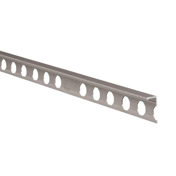 Novosuelo Brushed Nickel 1/2 in. W x 98-1/2 in. L Aluminum Tile Edging Trim