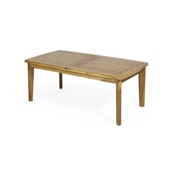43 in. W Acacia Wood Outdoor Patio Coffee Table with Slatted Top