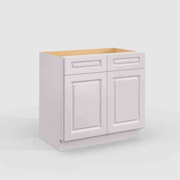Hausvita 36 in. W x 21 in. D x 34.5 in. H in Traditional Dove Plywood Ready to Assemble Floor Vanity Sink Base Kitchen Cabinet