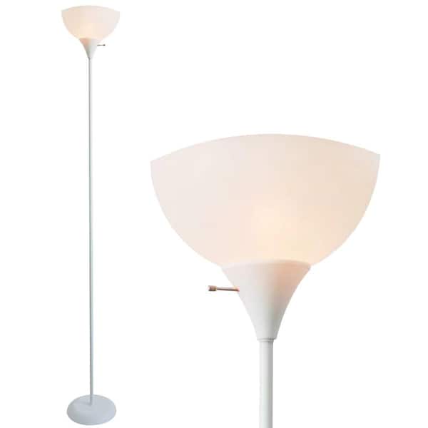 Newhouse Lighting Joey 71 in. White Interior Torchiere Floor Lamp