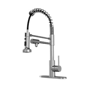 Single Handle Pull Down Sprayer Kitchen Faucet with Water Filter Fuction and Spring Neck in Stainless Steel