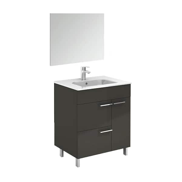 WS Bath Collections Elegance 31.5 in. W x 18.0 in. D x 33.0 in. H Bath Vanity in Anthracite with Ceramic Vanity Top in White with Mirror