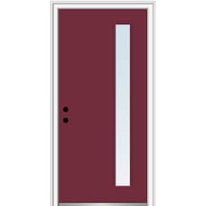 36 in. x 80 in. Viola Right-Hand Inswing 1-Lite Clear Low-E Painted Fiberglass Prehung Front Door on 4-9/16 in. Frame