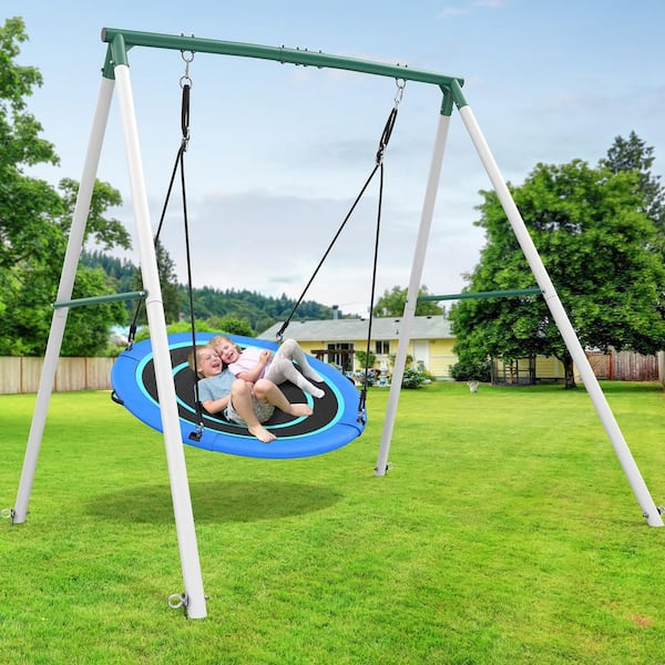 MISOPILY 50 in. Large Saucer Swing Set with Textilene Seat and