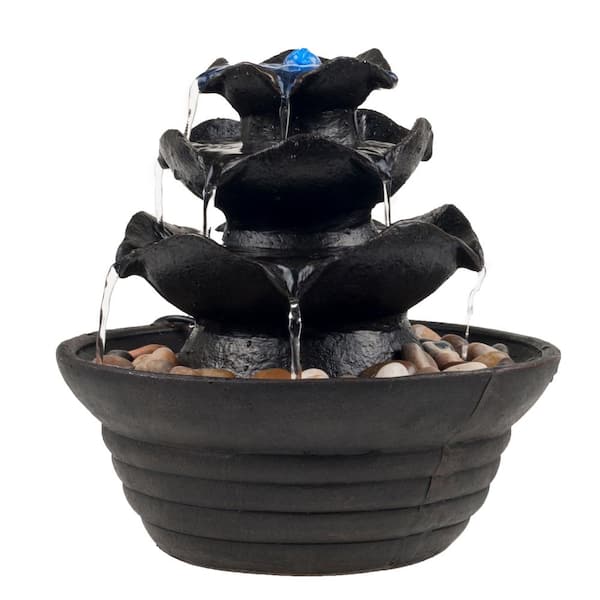 Pure Garden 10 in. 3 Tier Cascading Tabletop Fountain with LED Lights