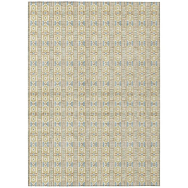 Chantille Machine Washable Indoor/Outdoor Abstract ACN2860 Wheat 9 ft. x 12 ft. Area Rug
